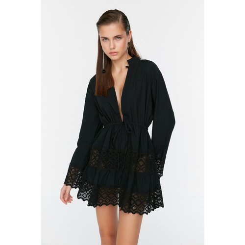 Trendyol Black Lace Detailed Beach Dress Slike