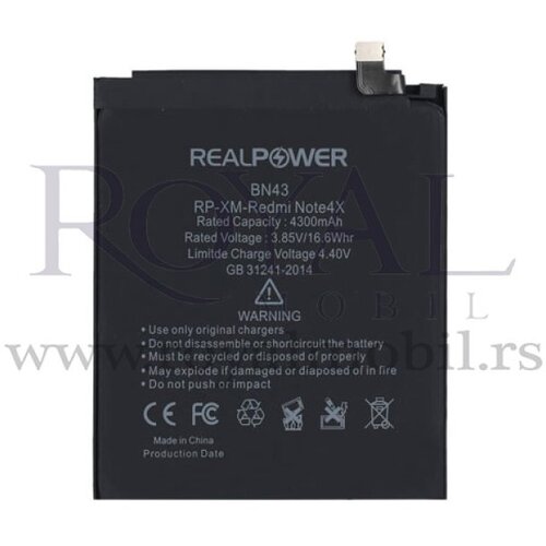 REAL POWER baterija  za xiaomi redmi note 4X Bn43 (4300mAh) Cene