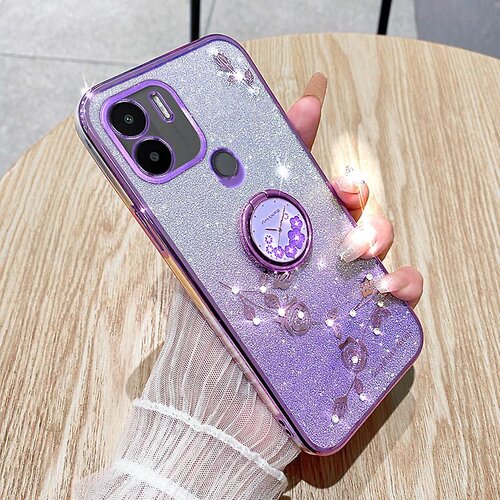 INORCO Ohišje s stojalom za Xiaomi Redmi A1+ 4G/A2+ 4G/Poco C50 4G Glitter Gradient Rhinestone Flower TPU galvansko ovitek za telefon, (22036839) Cene
