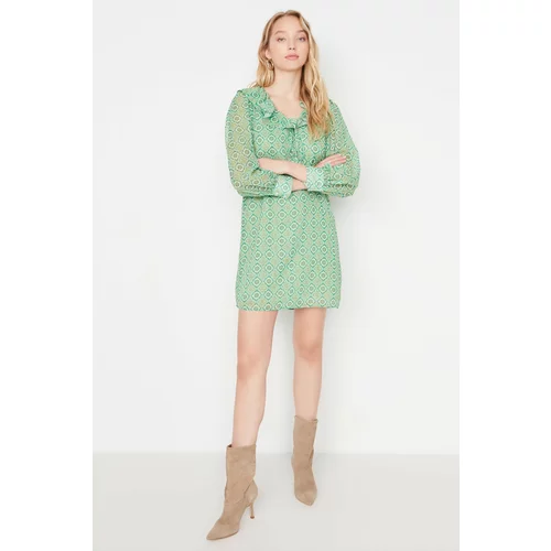 Trendyol Green Wide Cut Patterned Dress
