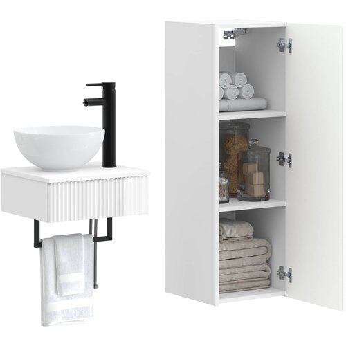  Set namje&amp;scaron;taja za kupaonicu 2 kom. Bijela visokog sjaja 33 x 34,5 x 100 cm Slike