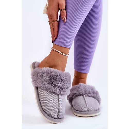 Kesi Women's Warm Slippers With Fur Grey Franco