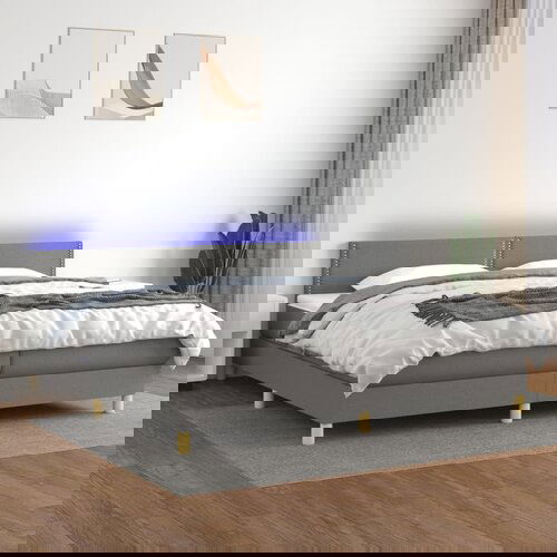 The Living Store Box spring postelja z vzmetnico LED temno siva 200x200 cm blago - Box Spring Postelja, (21515126) Slike