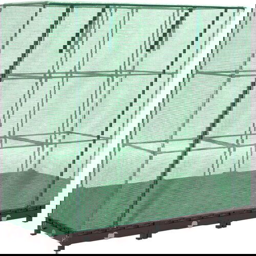 vidaXL Visoka greda s prevleko za rastlinjak videz ratana 120x40x123cm, (21366546) Cene