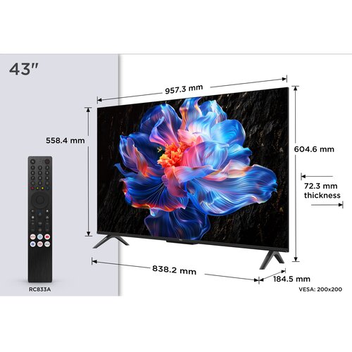 Tcl Televizor 43V6C 4K HDR, Pametni TV, 43&amp;quot;, Crni Slike