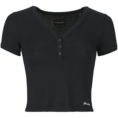 Guess Majice s kratkimi rokavi GJ POINTELLE SS HENLEY Črna Cene