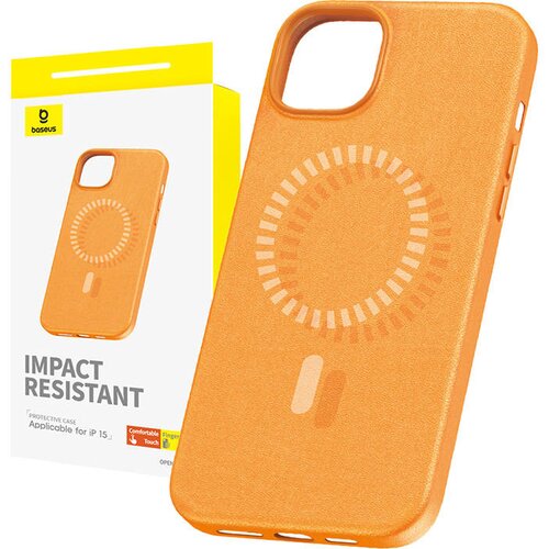 Baseus Magnetno ohi&amp;scaron;je za iPhone 15 Fauxther Series (oranžno), (20833641) Slike