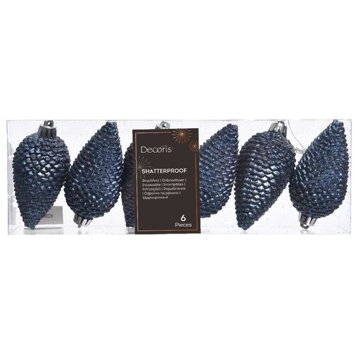 Dekordom Novogodišnji set šišarki za jelku 6pcs 8cm 028607 - Night blue - KMG Cene