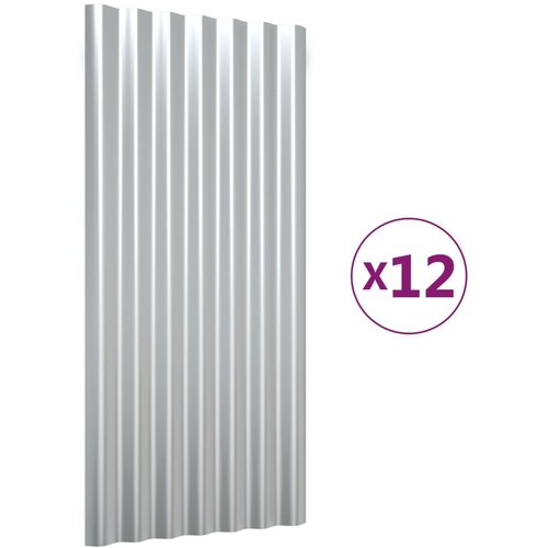 vidaXL Strešne plošče 12 kosov prašno premazano jeklo srebrne 80x36cm, (21143888) Cene