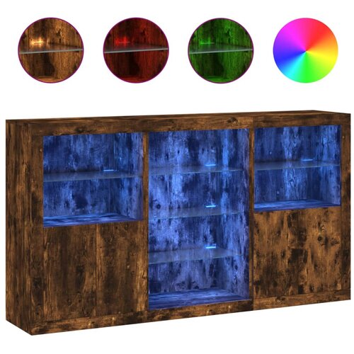 Maison Chic Komoda - Predalnik z LED lučkami dimljen hrast 181,5x37x100 cm, (21718793) Cene