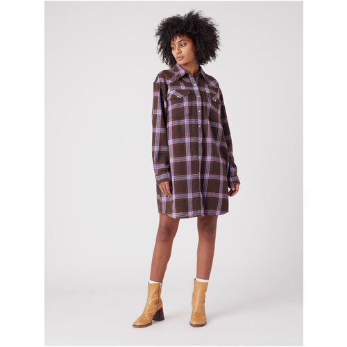 Wrangler Purple-Brown Women&amp;#039;s Plaid Long Shirt - Women Slike