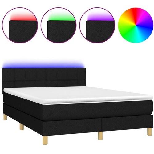 Maison Chic Box spring postelja - Vzmetna postelja z vzmetnico LED črna 140x190 cm blago SL9955, (21900818) Cene