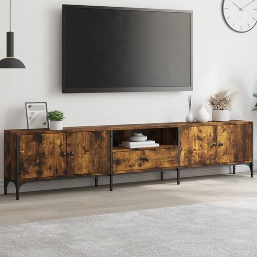  The Living Store TV omarica s predalom dimljeni hrast 200x25x44 cm inž. les - TV Omarica, (21555799) Slike