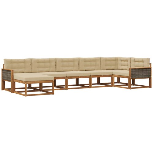 vidaXL Zunanja garnitura za sedenje z blazino 7 pcs Naravna in bež, (5000282597) Cene