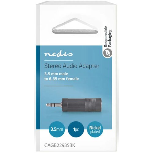 Nedis CAGB22935BK, stereo audio adapter, 3,5 mm mu&scaron;ki, 6,35 mm ženski, niklovani, abs, crni Cene