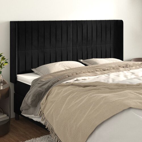  Uzglavlje s u&scaron;ima crno 183x16x118/128 cm bar&scaron;unasto Cijene