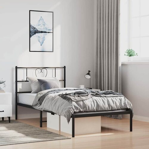  Metalni okvir za krevet s uzglavljem crni 100x200 cm Cijene