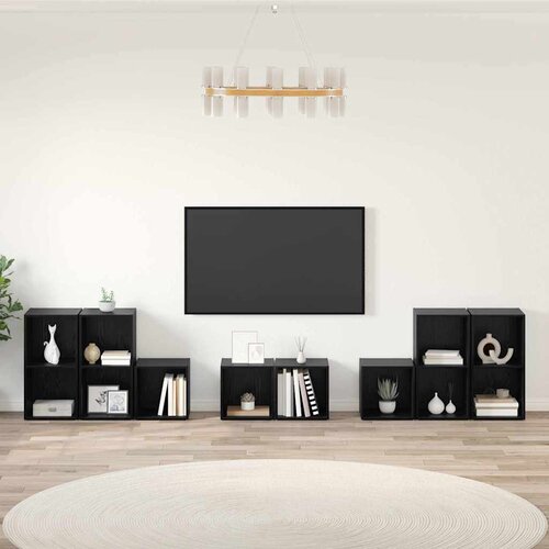  Set TV stalka Zidne 8 pcs Crni hrast Konstruirano drvo Cene