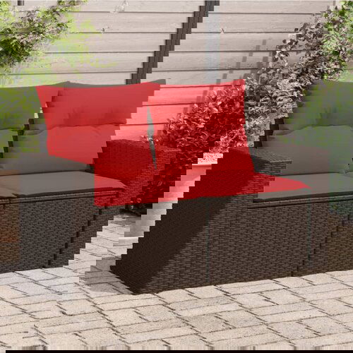 vidaXL vrtni kavč z blazinami dvosed rjav poli ratan Cene