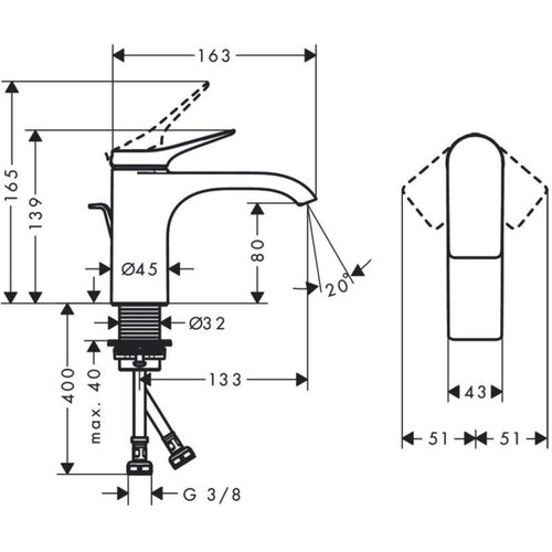 Hansgrohe 75010000 Vivenis 80 armatura za umivalnik Slike