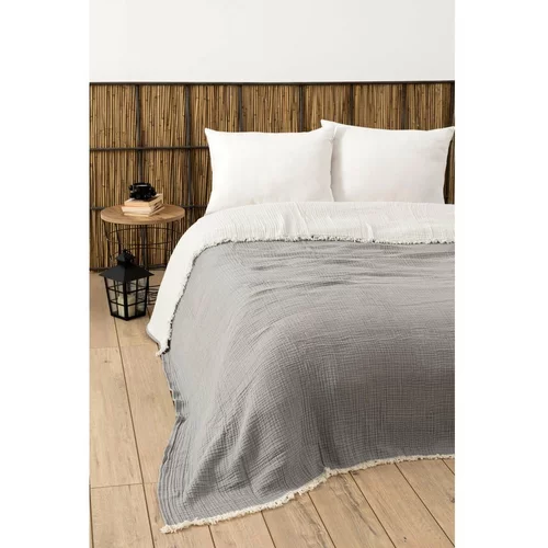 Mijolnir Sivi prekrivač od muslina za bračni krevet 230x250 cm –