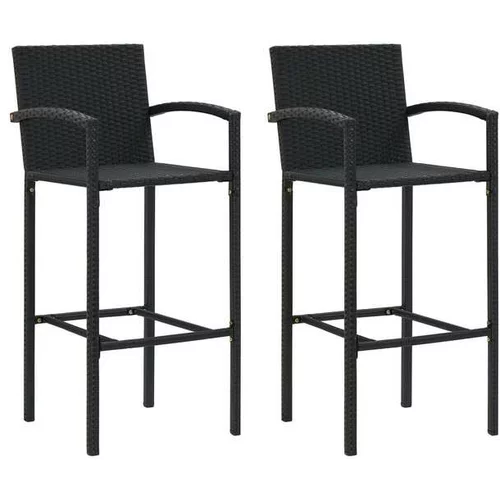  Barski stolčki 2 kosa črn poli ratan