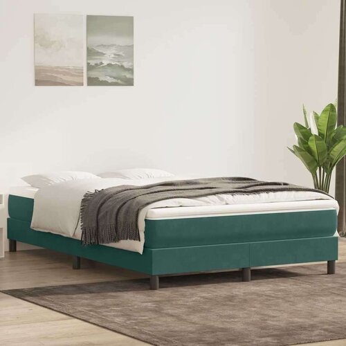Box spring postelja brez vzmetnico temno zelena 140x220cm žamet, (21790853) Cene