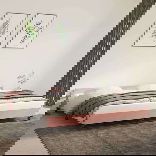 vidaXL Posteljni okvir z vzglavjem roza 200x200 cm žamet Cene