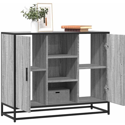 VidaXL Komoda Siva Sonoma 92x35x76 cm Konstruirano drvo Slike