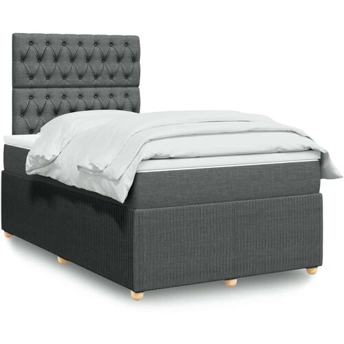 vidaXL Box spring postelja z vzmetnico temno siva 120x190 cm blago Cene