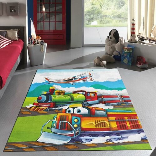 Tepih dečiji tepih sa gumenom podlogom 120x180cm - Voz i avion, TG-125 Slike