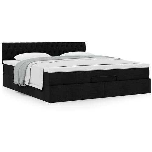 VidaXL Otomanski krevet s madracem crni 160x200cm od tkanine Slike