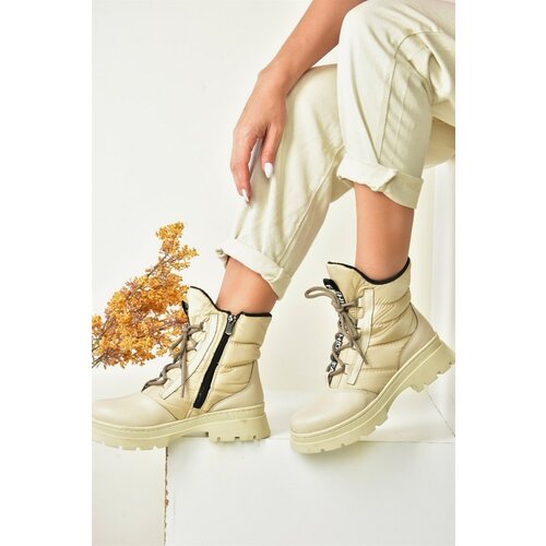Fox Shoes Beige Fabric Women's Boots Slike