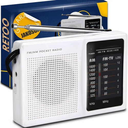  Retoo E848-1 prijenosni AM/FM radio &ndash; teleskopska antena, 3,5 mm priključak, baterijsko napajanje, bijeli Cijene