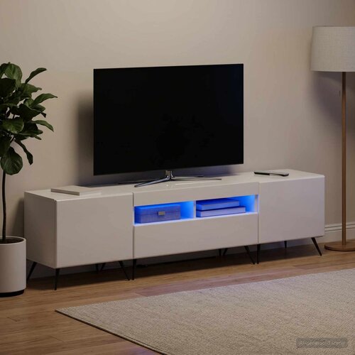  LED TV kabinet BREDA 3 kom. Bijela visokog sjaja Slike