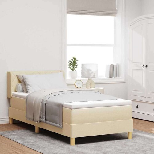  Boxspring - Krevet s oprugama s madracem Krema 90 x 190 cm tkanina Cene