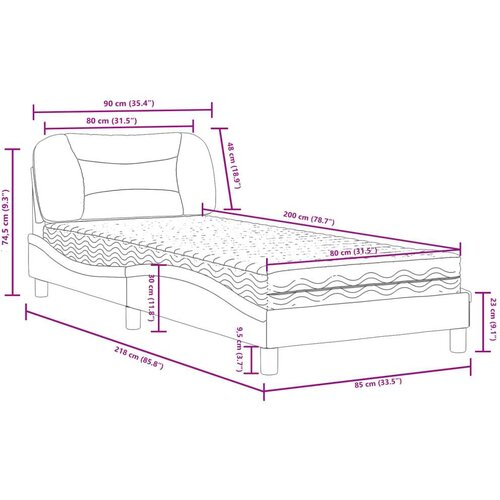  Krevet s madracem cappuccino boje 80 x 200 cm od umjetne kože Slike