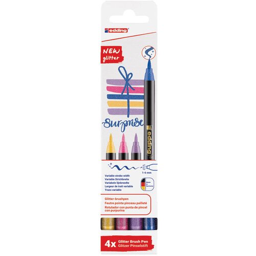  BRUSHPEN 1-6MM 4BOJE GLITTER EDDING 1340/4 BLISTER Cene