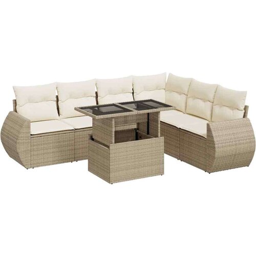 VidaXL 7-dijelni set vrtnih sofa od poliratana s jastucima bež Slike
