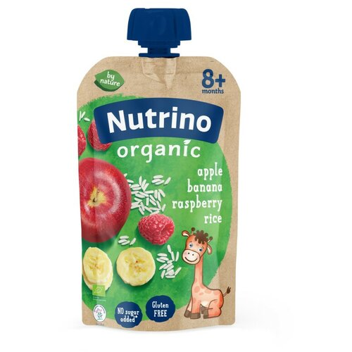 Nutrino organic pire jabuka, banana, malina, pirinač, 100 g Slike