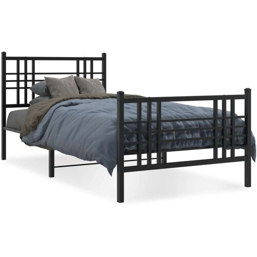Metalni okvir kreveta uzglavlje i podnožje crni 107x203 cm Slike