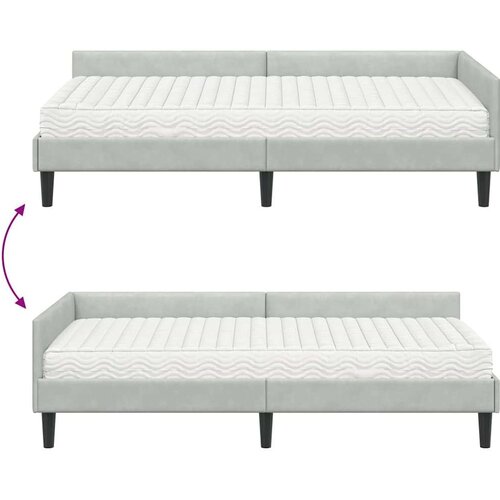  Kutni krevetni okvir s madracem Ostalo 2 pcs Svjetlosiva Bar&amp;scaron;un Slike