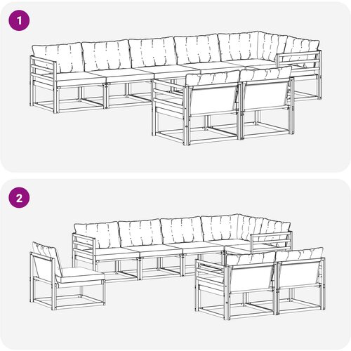  Set vanjskih sofa 8 kom. Prirodna i krem Smeđa 404 x 166,5 x 73 cm Slike