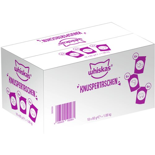 Whiskas hrskavi jastučići mje&amp;scaron;ovito pakiranje - 3 varijante: piletina i sir, govedina, losos (18 x 60 g) Slike