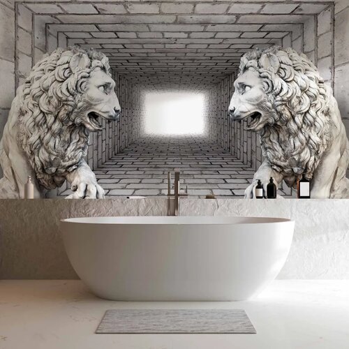  Foto tapeta - Stone Lions 100x70 Vodootporna Slike