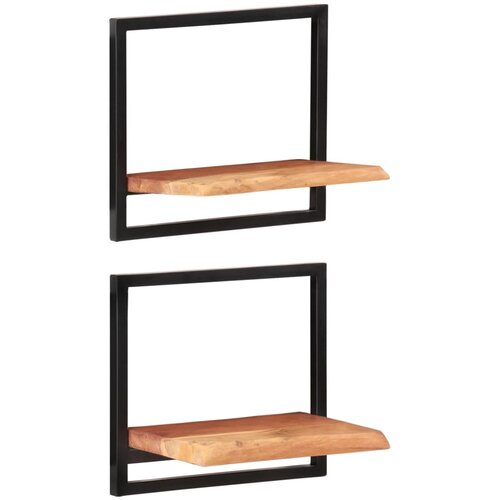 VidaXL Stenske police 2 kosa 40x24x35 cm trden akacijev les in jeklo Slike