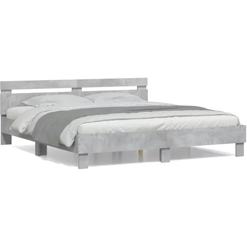  Okvir kreveta s uzglavljem siva boja betona 160x200 cm drveni