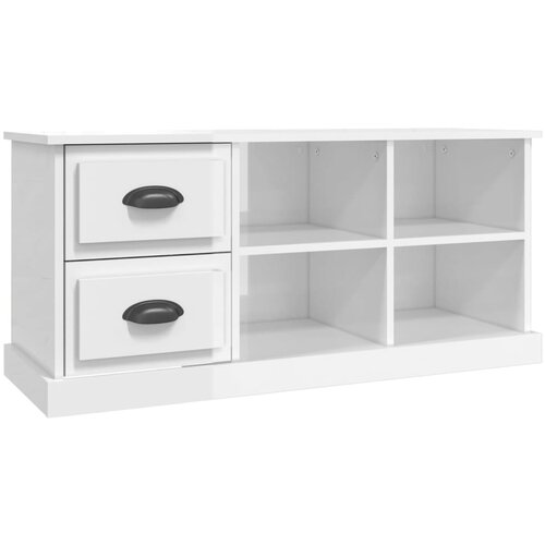 Maison Chic TV omarica - TV stojalo - Televizijska omarica visok sijaj bela 102x35,5x47,5 cm inženirski les, (21700150) Slike