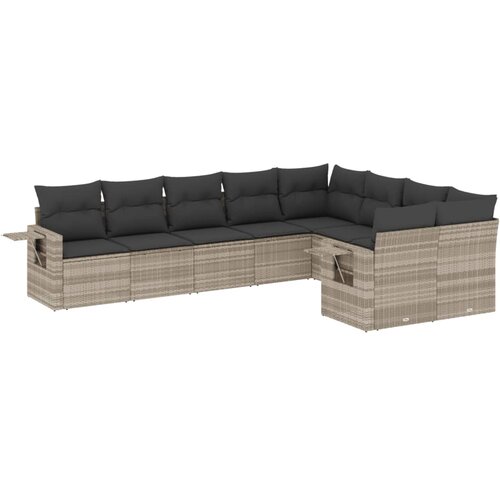  9-dijelni set vrtnih sofa od poliratana s jastucima svjetlosivi Slike