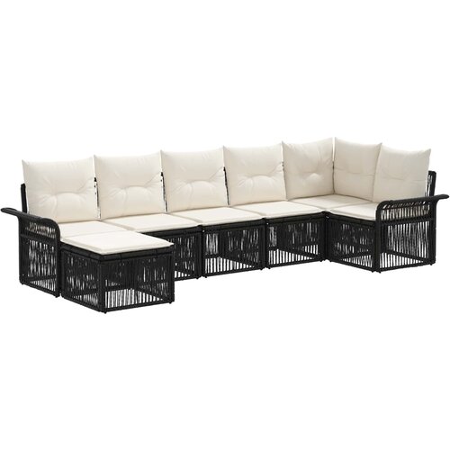 vidaXL Vrtna sedežna garnitura 7 pcs Črna poli ratan, (5000271099) Cene